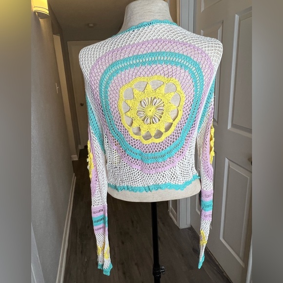 Vintage Cyrus Crochet knit cardigan boho shells - Picture 8 of 8